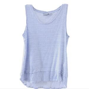 Kenar 100% Linen Sleeveless Top Blue Stripe MEDIUM Casual Summer Shirt Coastal